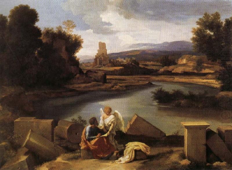 POUSSIN, Nicolas Landscape with Saint Matthew and the Angel china oil painting image